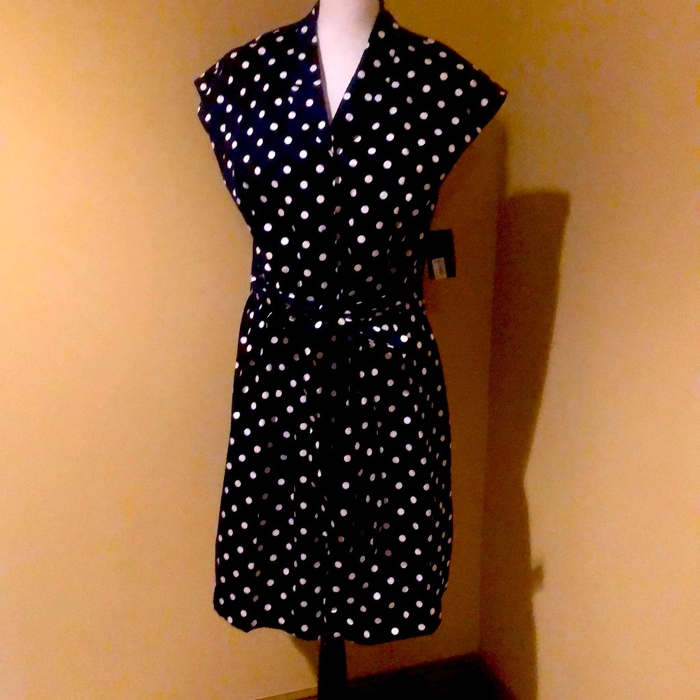 Ralph Lauren navy polkadot summer dress